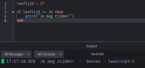 Lua if voorbeeld